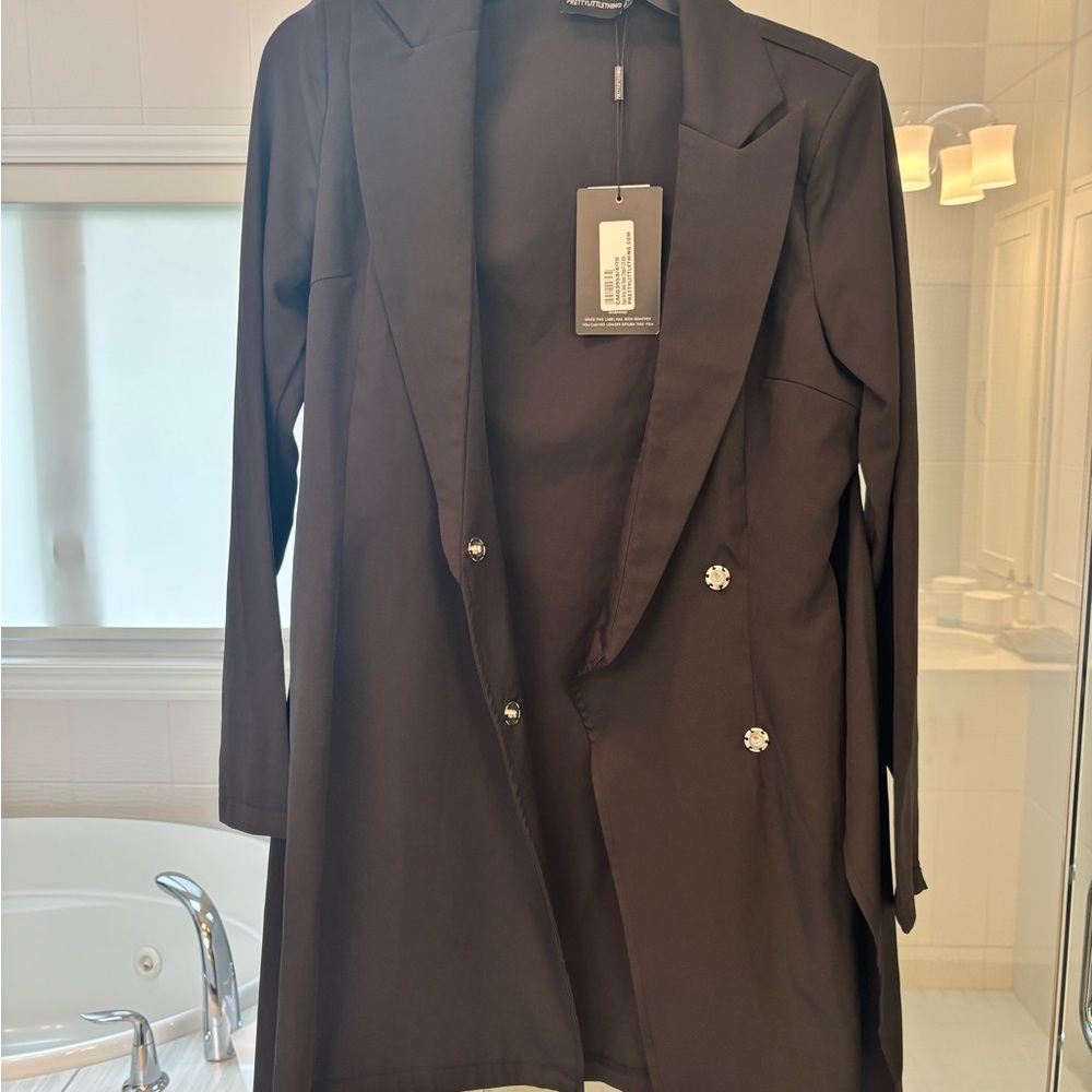 NWT Elegant tuxedo mini dress by Pretty Little Thing. size 4 - Picture 3 of 13